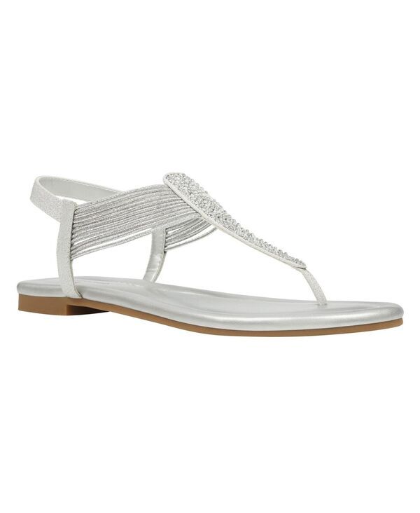 バンドリーノ レディース シューズ サンダル Bandolino Womens Kaytembellished TStrap Flat Sandalsilver Metallic シルバー
