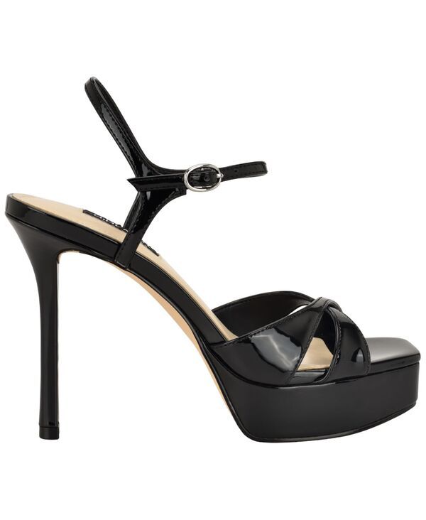 ナインウェスト レディース シューズ サンダル Nine West Womens Tatesquare Toe High Stiletto Sandals Black Patent ブラック