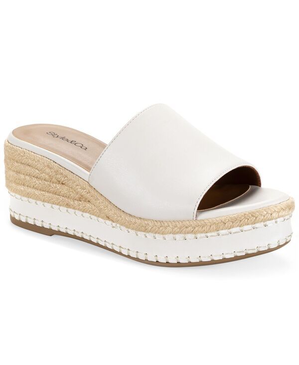 スタイルアンドコー レディース シューズ サンダル Style Co Womens Hayess Wedge Cushioned Sandals Wht Linen