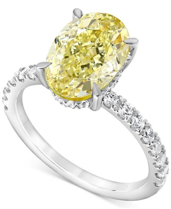 バッジェリーミシュカ レディース アクセサリー リング Badgley Mischka IGI Certified Lab Grown Yellow Diamond OvalShaped Engage