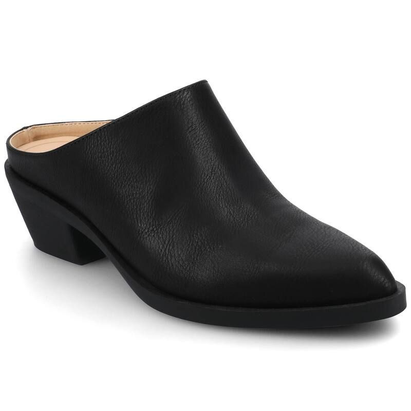 ジャーニー レディース シューズ サンダル ヒール Journee Tomeka Womens Pointed Toe Cuban Heel Mule Shoes Black ブラック