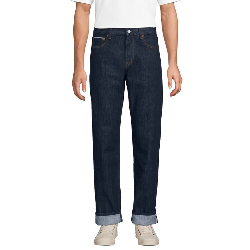 ランズエンド メンズ ボトムス デニムパンツ ジーンズ Mens Lands End Selvedge Jeans Dark Sea Rinse