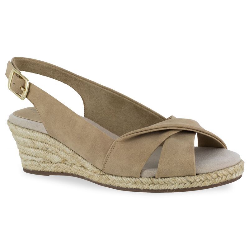 イージーストリート レディース シューズ サンダル Easy Street Maureen Womens Espadrille Wedge Sandals Beige ベージュ
