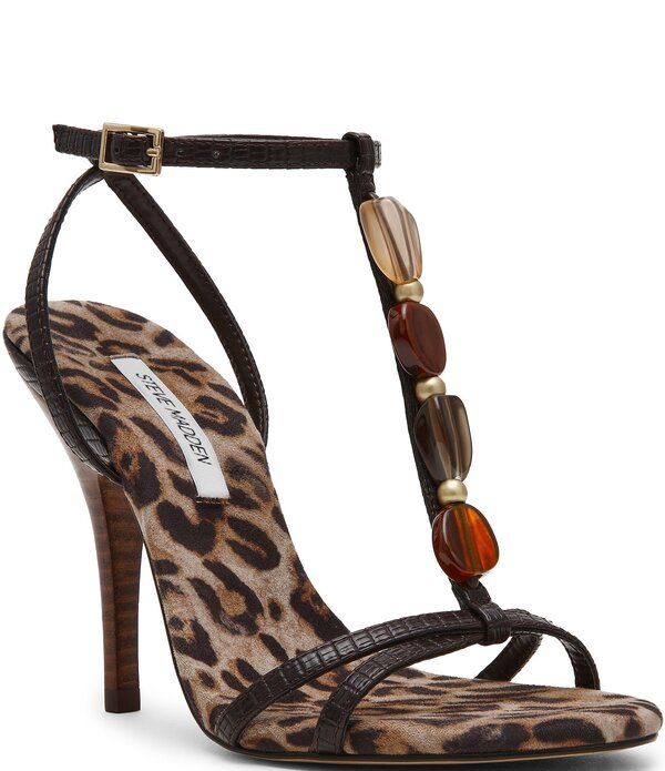スティーブ マデン レディース シューズ ヒール プリント サンダル Steve Madden Frenzi Leopard Print Beaded Ornament Dressandals Leo
