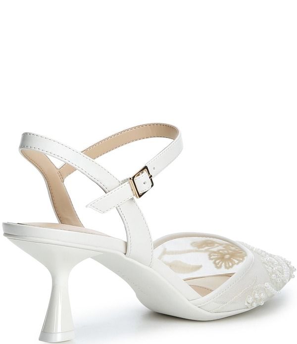 アレックスマリー レディース シューズ パンプス メッシュ 刺繍 Alex Marie Alyssa Embroidered Mesh Slingback Pumps Ivory アイボリー