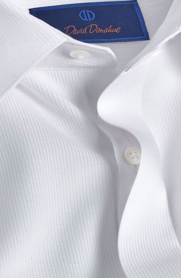 デイビッドドナヒュー メンズ トップス シャツ Davidonahue Trim Fit French Cuff Covered Placket Formal Shirt White ホワイト