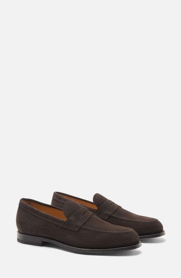 スカロッソ メンズ シューズ ローファー SCAROSSO Stefano Loafers Dark Brown Suede ブラウン