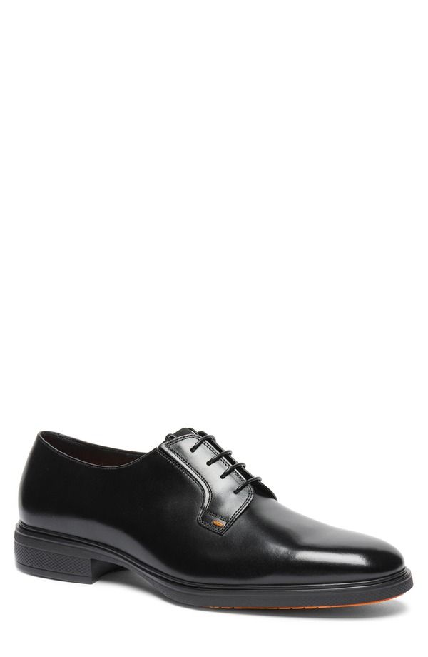 サントーニ メンズ シューズ オックスフォード Santoni Easy Plain Toe Oxford Black ブラック
