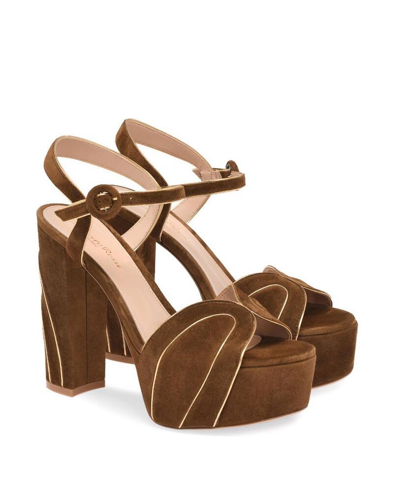 ジャンヴィト ロッシ レディース シューズ サンダル Gianvito Rossi Womens Tamara Sandals Brown Suede Leather ブラウン
