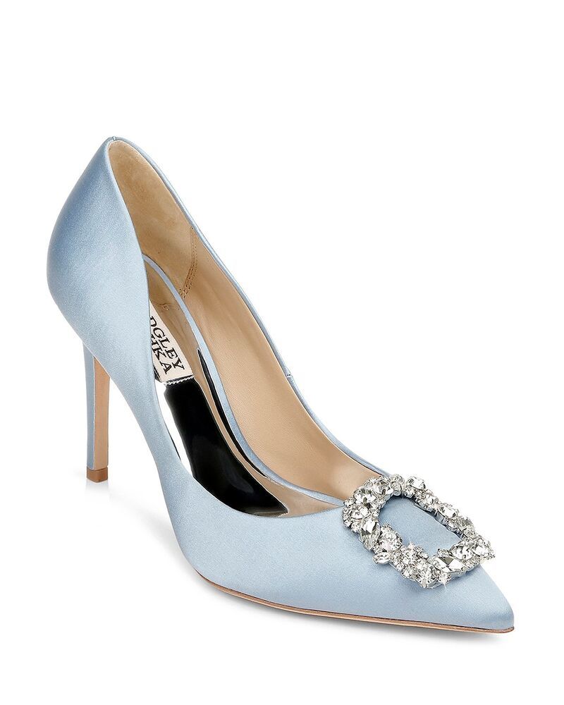 バッジェリーミシュカ レディース シューズ パンプス Badgley Mischka Womens Cher Crystal Buckle Pumps Azure Blue Satin ブルー