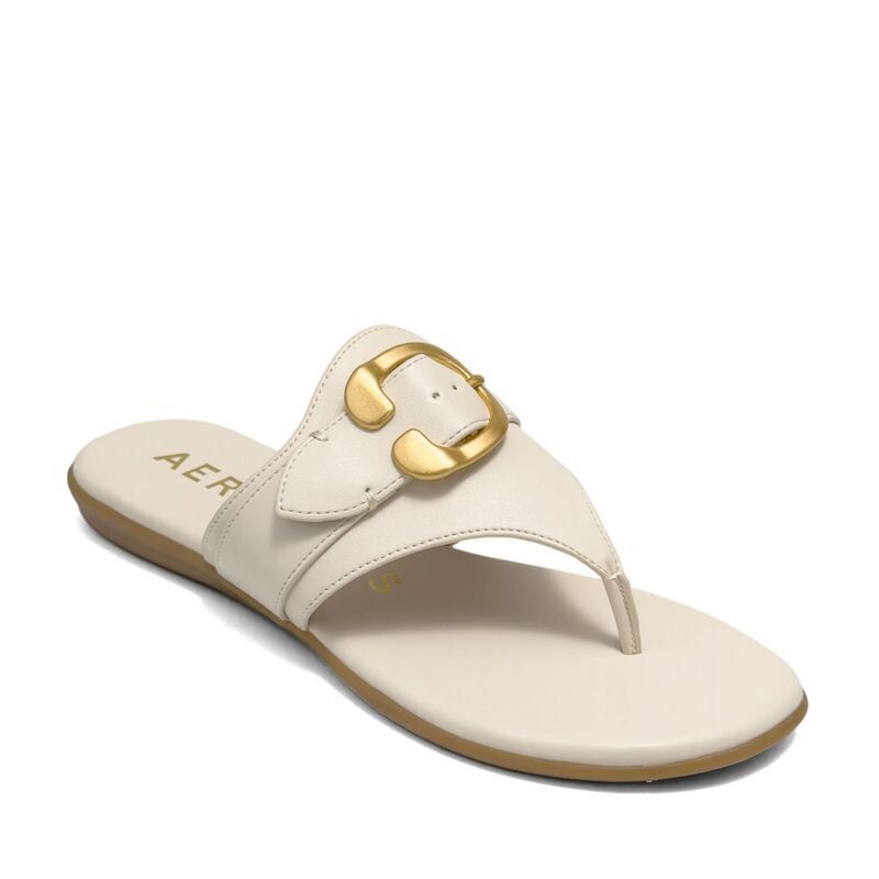 エアロソールズ レディース シューズ サンダル Aerosoles Glitz Womens Thong Sandals With Buckle Accent Eggnog
