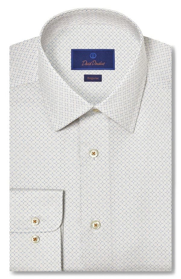 デイビッドドナヒュー メンズ トップス シャツ レギュラーフィット コットン Davidonahue Regular Fit Geometricotton Dresshirt Dune 35,620円