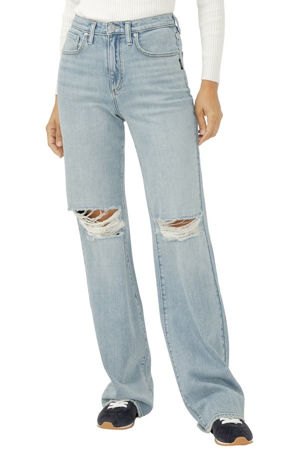シルバー ジーンズ レディース ボトムス デニムパンツ Silver Jeans Co Highly Desirable Ripped Trouser Jeans Corfu