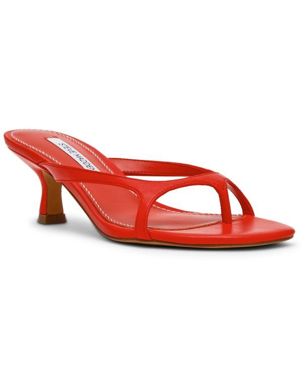 スティーブ マデン レディース シューズ サンダル ヒール Steve Madden Womens Brienna Strappy Kitten Heel Sandals Red Leather レッ