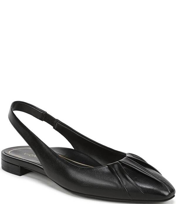バイオニック レディース シューズ パンプス ギャザー レザー Vionic Gabriela Leatheruched Slingback Dress Flats Black ブラック