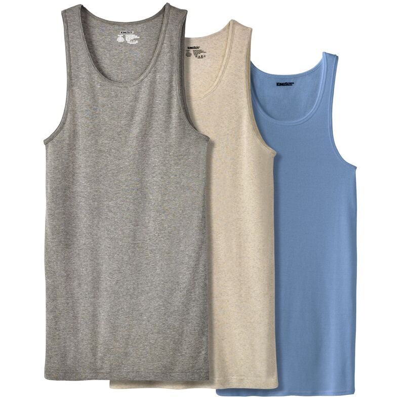 キングサイズ レディース トップス Tシャツ リブ トール コットン KingSize Mens Big Tall 3Pack Ribbed Cotton Tank Undershirt Colors
