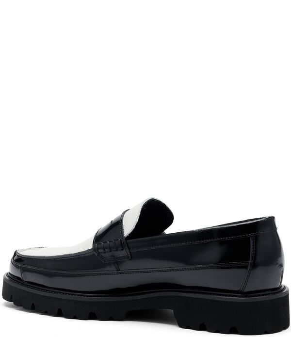 マークノーラン メンズ シューズ スリッポン・ローファー レザー Marc Nolan Mens Adler Mixed Leather Lug Penny Loafers BlackWhite ホワ マークノーラン メンズ シューズ スリッポン・ローファー レザー Marc Nolan Mens Adler Mixed Leather Lug Penny Loafers BlackWhite ホワ