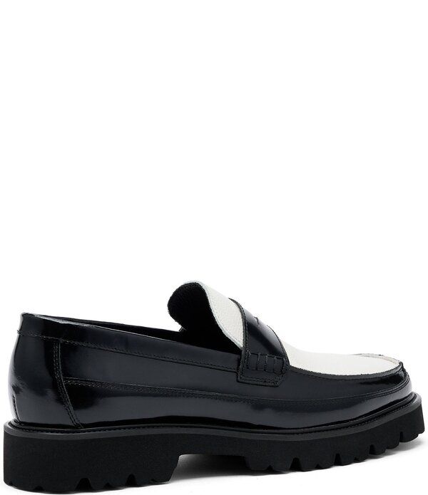 マークノーラン メンズ シューズ スリッポン・ローファー レザー Marc Nolan Mens Adler Mixed Leather Lug Penny Loafers BlackWhite ホワ マークノーラン メンズ シューズ スリッポン・ローファー レザー Marc Nolan Mens Adler Mixed Leather Lug Penny Loafers BlackWhite ホワ