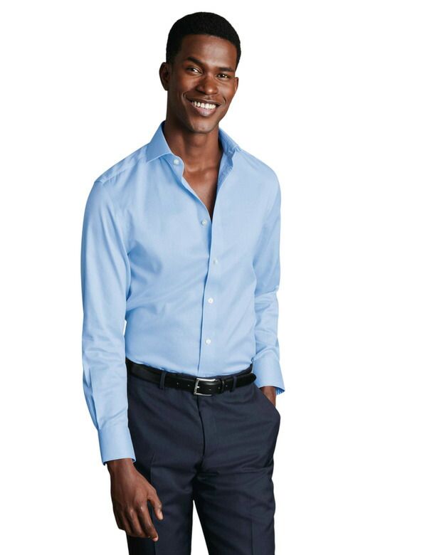 チャールズティリット メンズ トップス シャツ Charles Tyrwhitt NonIron Puppytooth Shirt Sky Blue ブルー