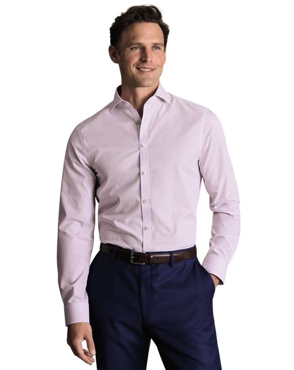 チャールズティリット メンズ トップス シャツ Charles Tyrwhitt NonIron Stretch Poplin Check Shirt Lilac ライラック