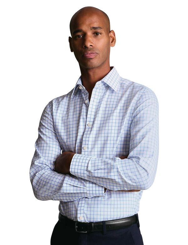 チャールズティリット メンズ トップス シャツ Charles Tyrwhitt NonIron Twill Grid Check Shirt Sky Blue ブルー