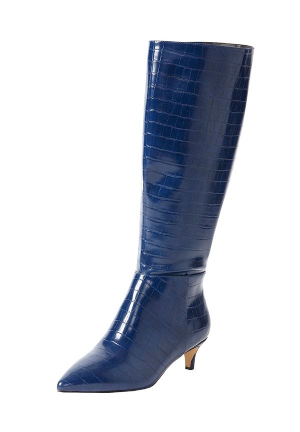 コンフォートビュー レディース シューズ ブーツ・レインブーツ ポロシャツ Comfortview The Poloma Wide Calf Boot Navy Croco ネイビー