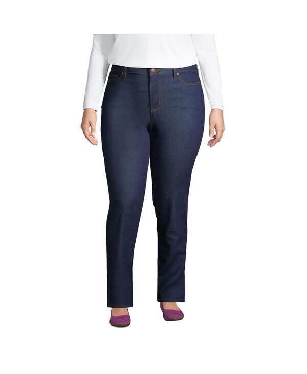 ランズエンド レディース ボトムス デニムパンツ ストレート ジーンズ Lands End Womens Mid Rise Straight Leg Blue Jeans Riverinse ブルー