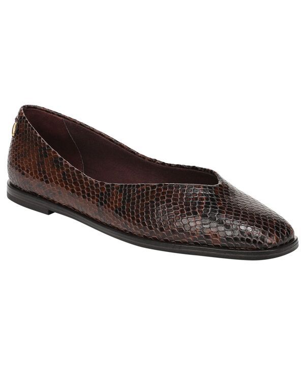 フランコサルト レディース シューズ パンプス Franco Sarto Womens Tesia Square Toe Ballerina Flats Dark Brown Snake Print
