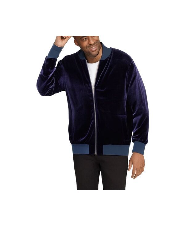 キングサイズ メンズ アウター ジャケット・ブルゾン トール KingSize Big Tall Velour Full Zip Bomber Jacket Navy ネイビー