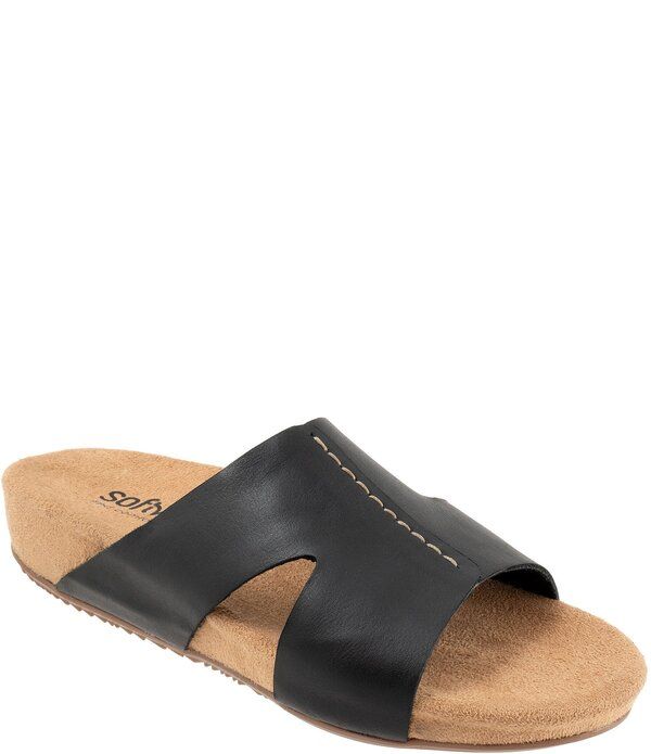 ソフトウォーク レディース シューズ サンダル レザー SoftWalk Beverly 20 Leather Slide Sandals Black ブラック
