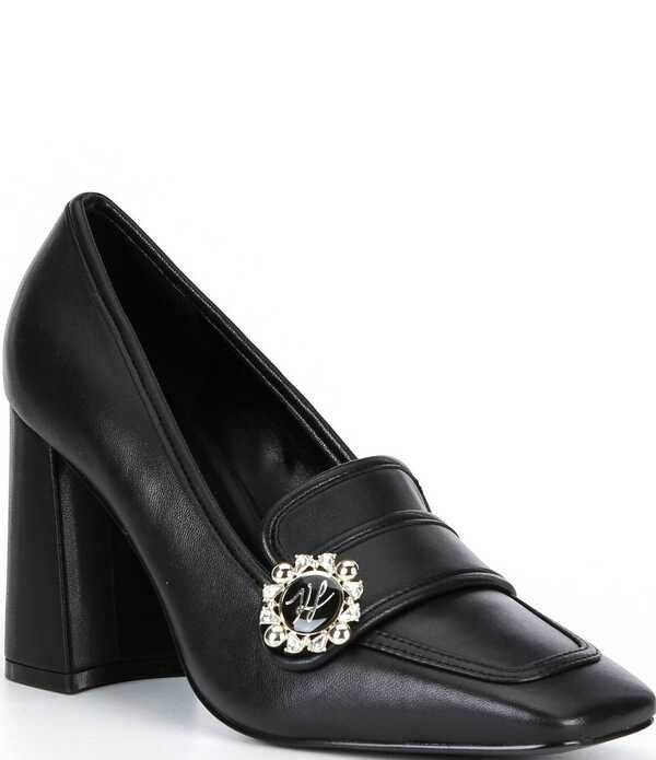 カール ラガーフェルド レディース シューズ ヒール レザー ローファー KARLAGERFELD PARISavannah Leather Loafer Pumps Black ブラック