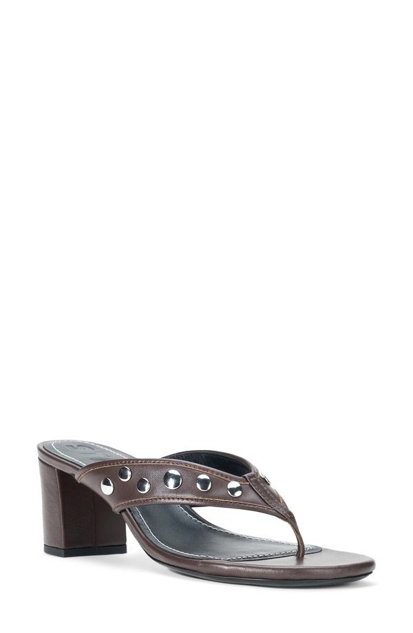 スタウド レディース シューズ ヒール サンダル STAUD Nova Studded Thong Block Heel Sandal Women ESPRESSO STUDS