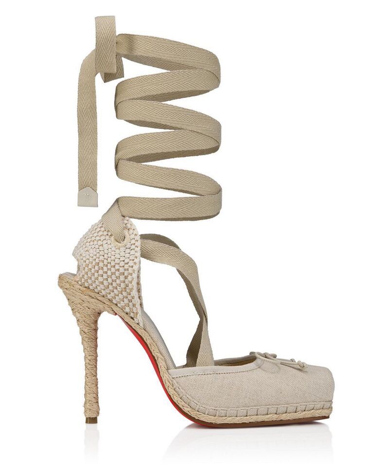 クリスチャン・ルブタン レディース シューズ サンダル Christian Louboutin Womens Cassiadrilla 100mm Espadrille Sandals Beige ベ