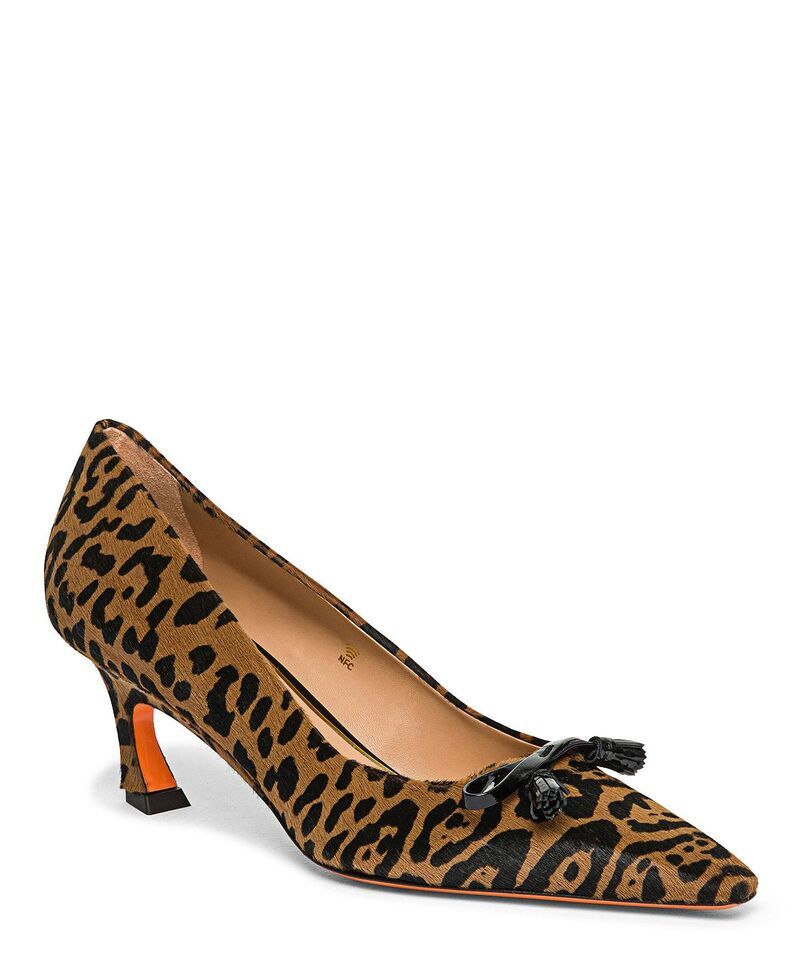 サントーニ レディース シューズ パンプス プリント ヒール Santoni Womens MidHeeleopardPrint Pony Hair Pumps Brown ブラウン