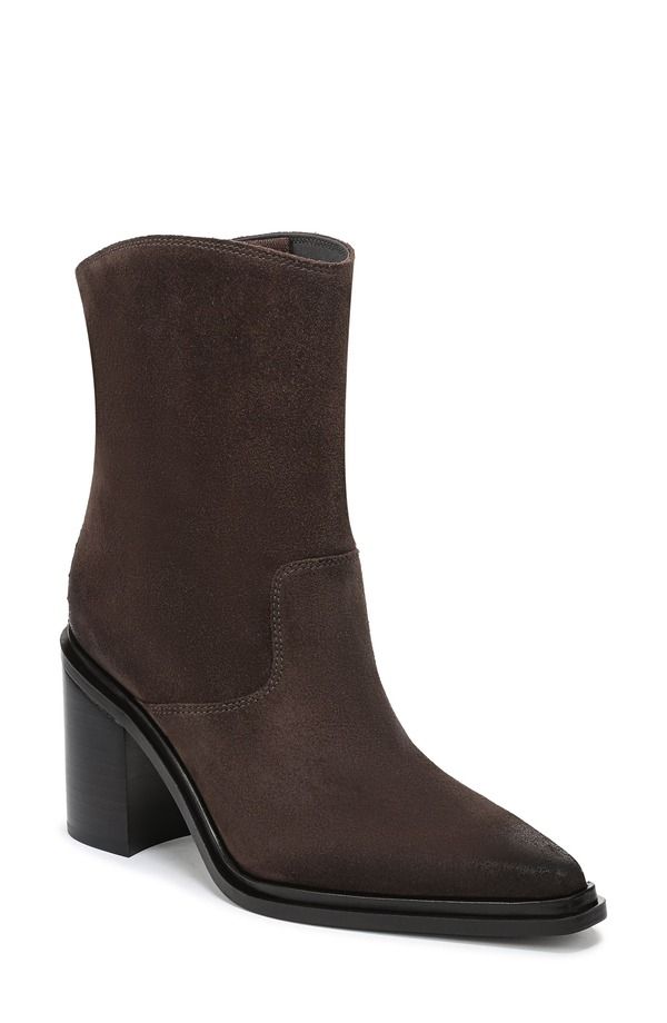 フランコサルト レディース シューズ ブーツ・レインブーツ ヒール Franco Sarto Laken Block Heel Bootie Women DARK BROWN LEATHER ブラウン