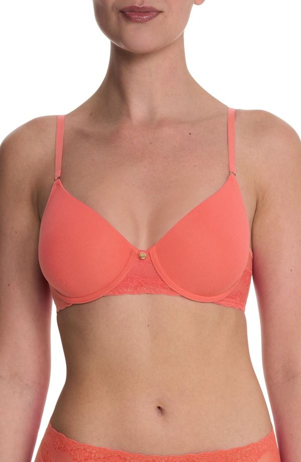 ナトリ レディース トップス Tシャツ Natori Bliss Perfection Comfort Underwire TShirt Bra Neon Coral コーラル