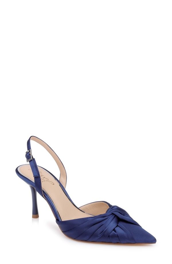 ジュウェルダグレイミシュカ レディース シューズ ヒール Jewel Badgley Mischka Zariel Slingback Pump NAVY SATIN ネイビー