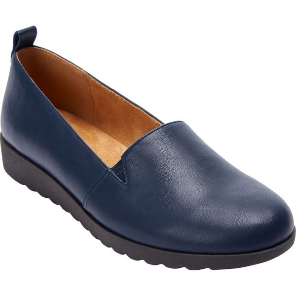 コンフォートビュー レディース シューズ パンプス レザー Comfortview The June LeatherLike Slip On Flat Women NAVY ネイビー