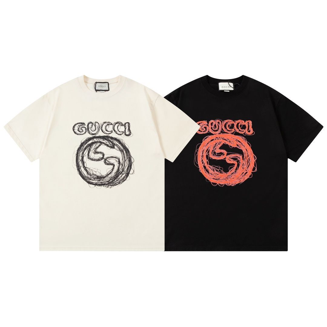 【本日限定特価】GUCCI ダブルGロゴ カーブレタープリントTシャツ [本日特価|新品未使用品]