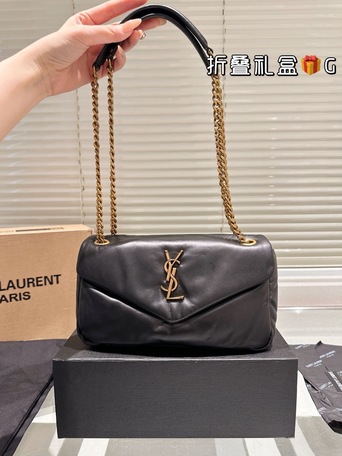 【今日特価】YSL 2025 SS CALYPSO キャリプソ バッグ 羊皮 ヒューマンヘアークォイル 24×13cm 14,200円