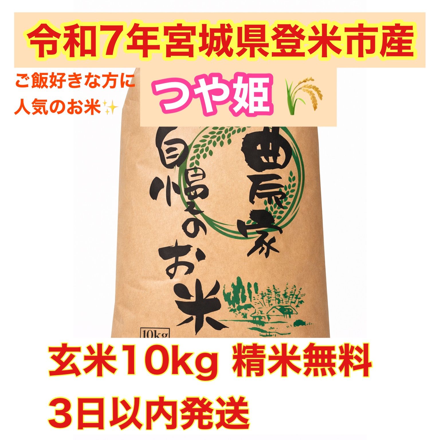 令和7年産 宮城県登米産つや姫 玄米10kg 農家直送 - メルカリ