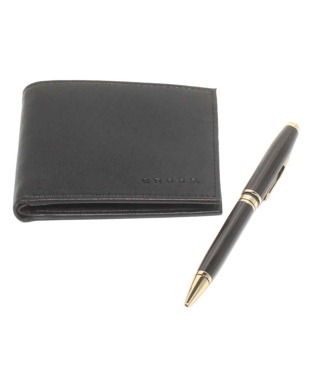 美品 クロス ボールペン 回転式 二つ折り財布 2点セット CROSS