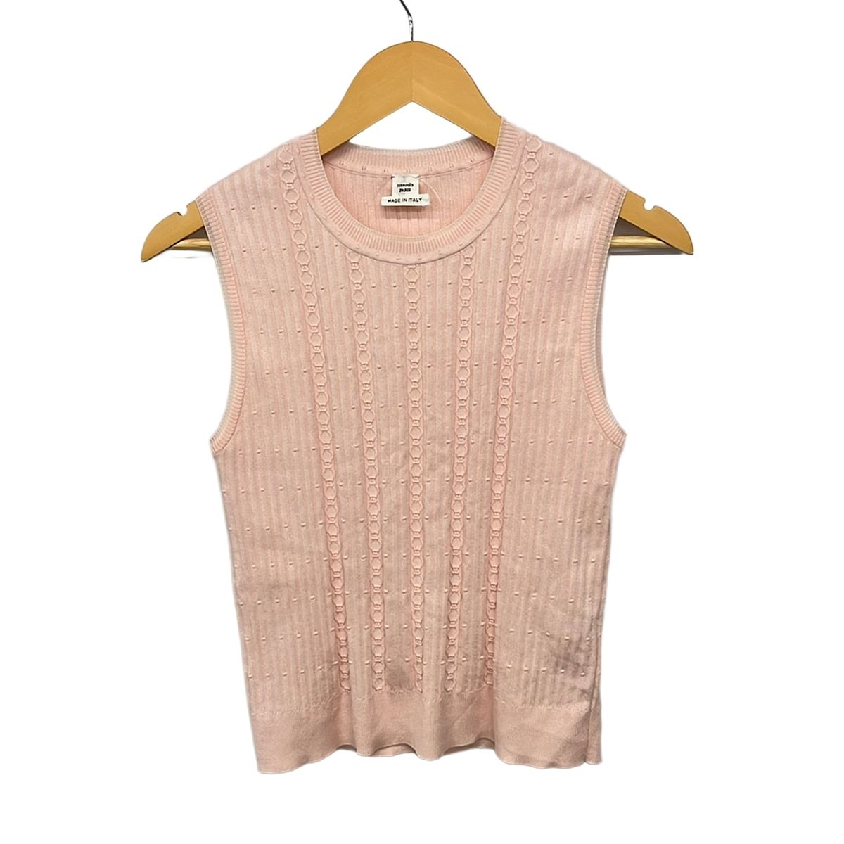 HERMES(エルメス) ベスト サイズ40 M レディース美品 - 6E2662DI ライトピンク シルク混/ニット/ツイルレーヌ