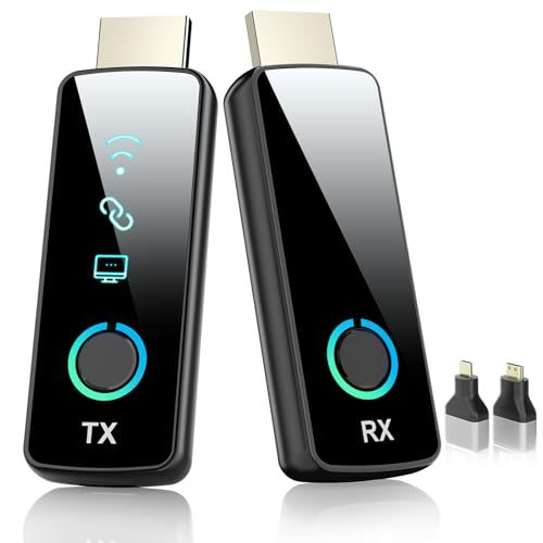 「2026年新登場」Tongtion ワイヤレス hdmi 送受信機 セット hdmi 無線化 ワイヤレス 小型 LEDディスプレイ搭載 挿すだけ使える WIFI&設定不要 1080P@60Hz/2.4G+5G/50m無線伝送 映像音声同期出 d7f347e2