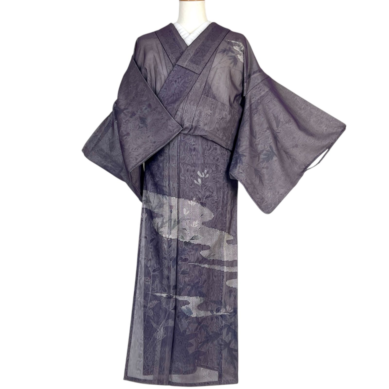［5478］訪問着 美品 無双 紗袷 紗×紗 杜若 正絹 着物 黒 訪問着 紗無双 美品 - メルカリ