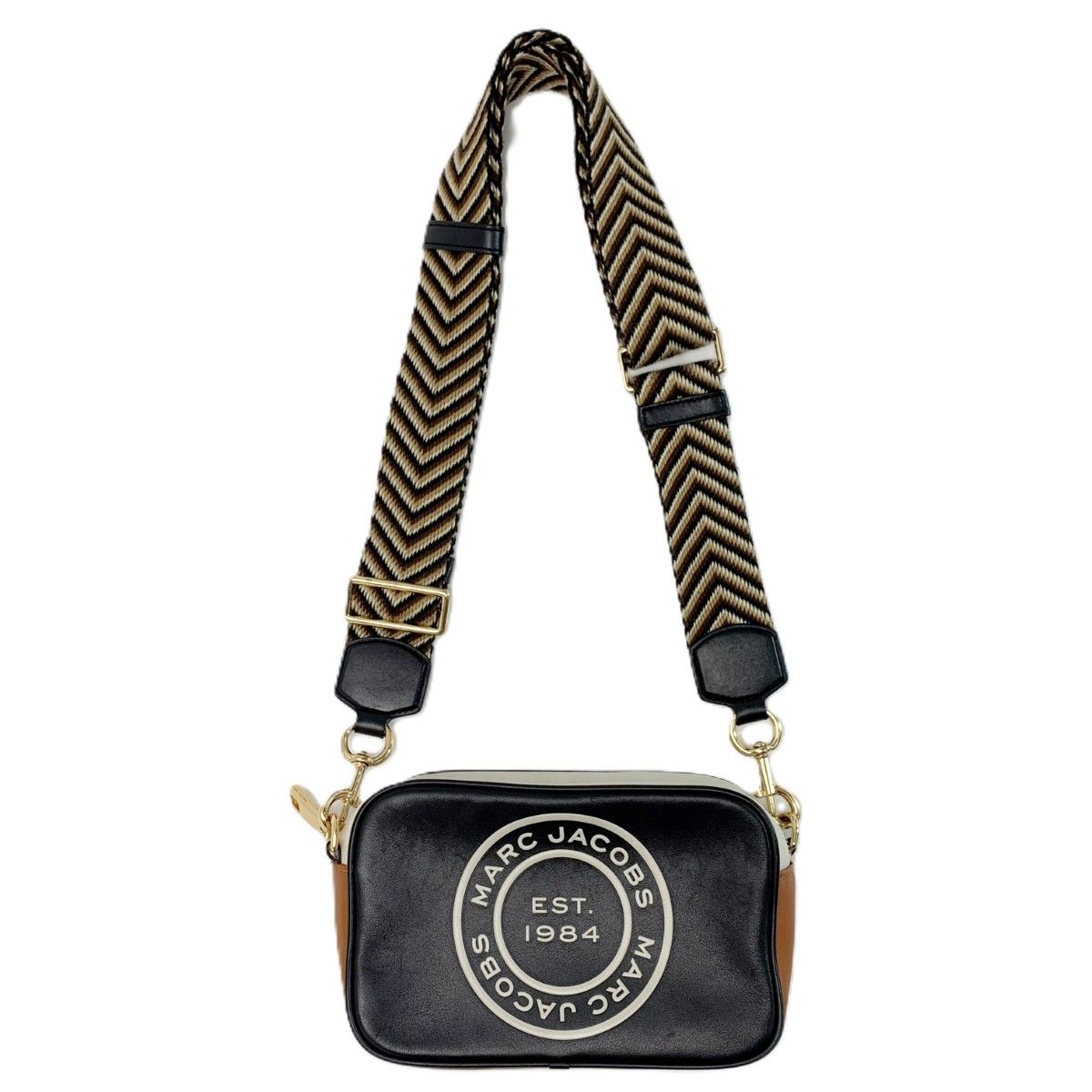 MARC JACOBS マークジェイコブス サークルロゴ H125L01RE21 002 ブラック×ブラウン×ホワイト ショルダーバッグ
