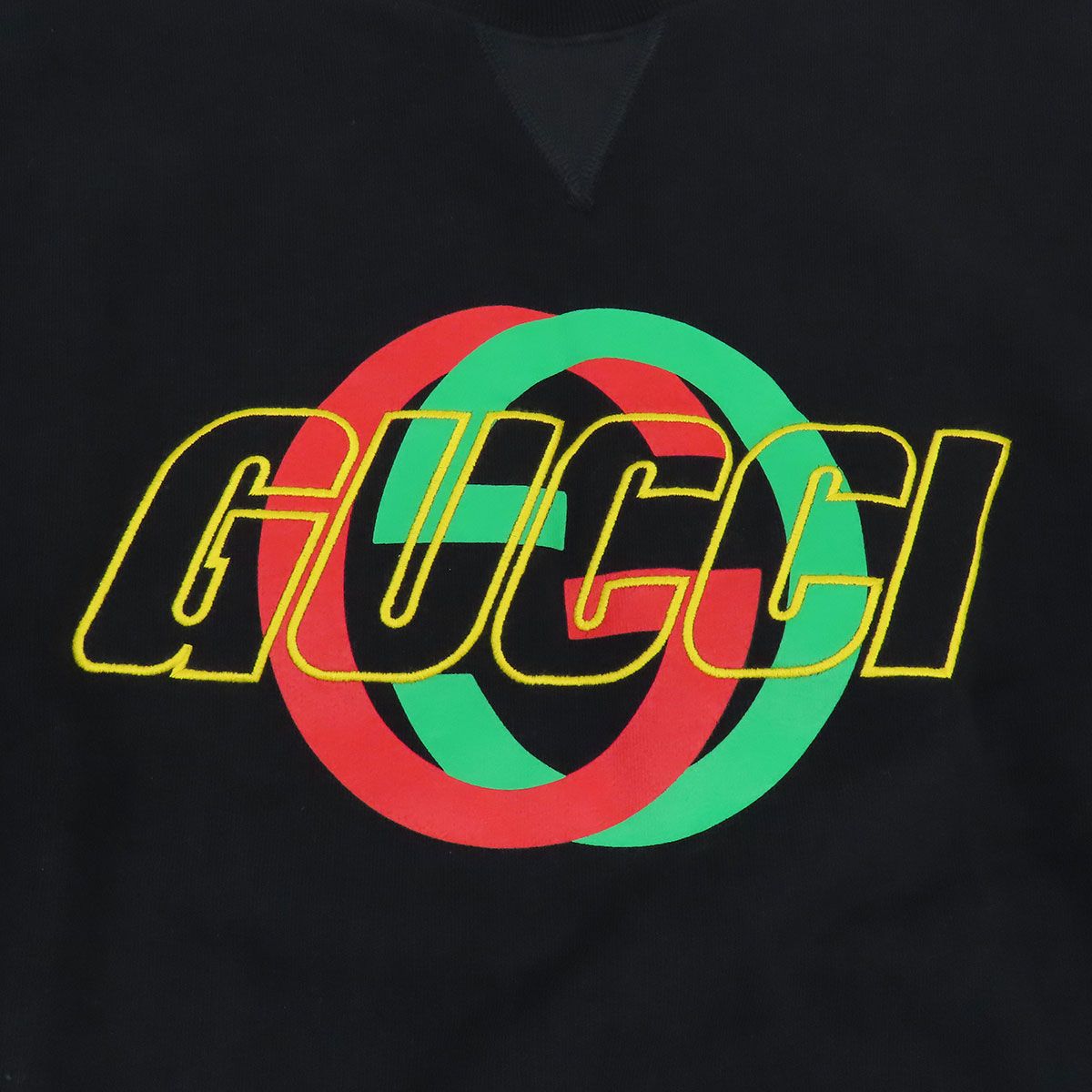 グッチ ロゴ 刺繍 スウェット 768460 メンズ ブラック GUCCI【中古
