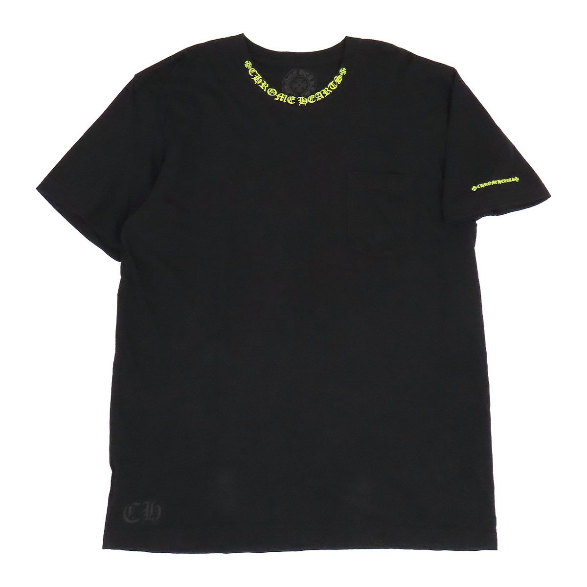 クロムハーツ ネックロゴ プリント 半袖 Tシャツ メンズ ブラック CHROME HEARTS【中古】 【アパレル・小物】