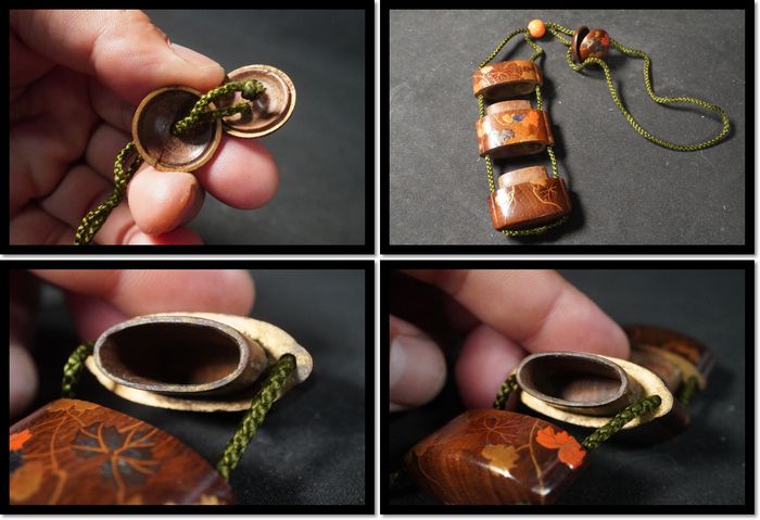 姫印籠 珊瑚 饅頭根付 和装小物 提げ物 蒔絵 木製 古美術 明治工芸 在