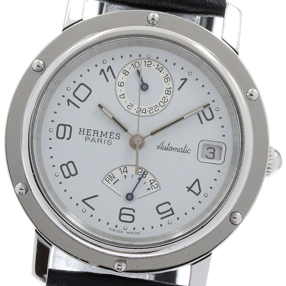 エルメス HERMES CL5.710 クリッパー パワーリザーブ GMT 自動巻き メンズ 保証書付き_967628